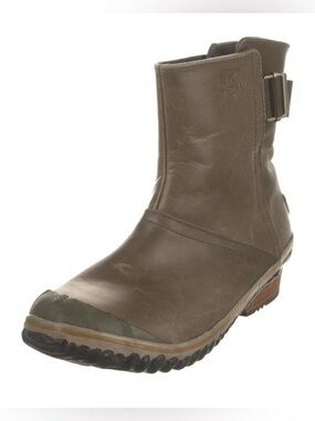 Sorel Olive Green and Brown Leather Ankle Booties